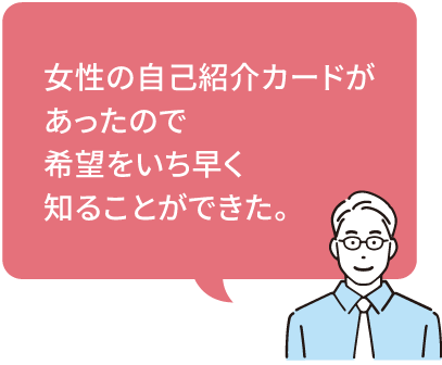 自己紹介カードが
あったので
希望をいち早く
知ることができた。
